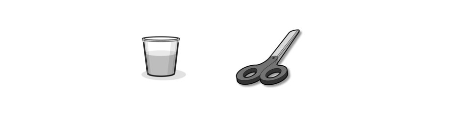 figure A_oral granules – a pair of scissors and a cup filled with water