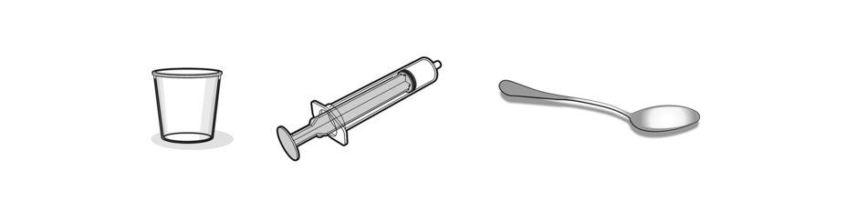 figure E_oral granules – a cup, an oral syringe, and a spoon