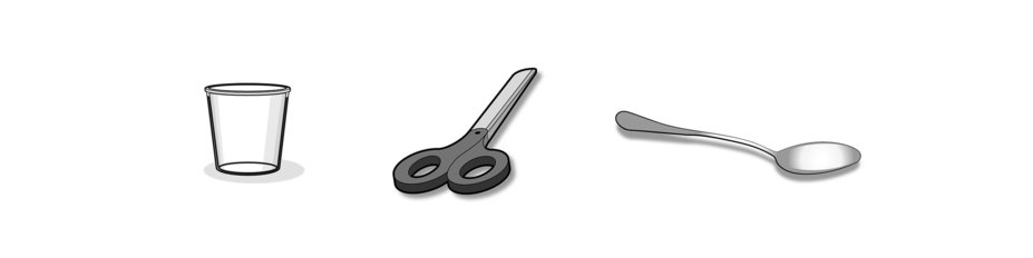 figure C_oral granules – a cup, a pair of scissors, and a spoon